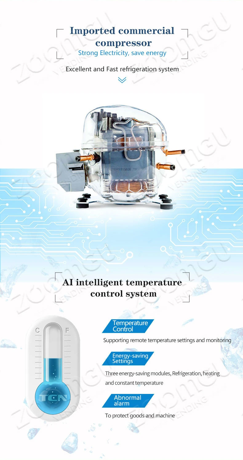 Zg OEM Coin Operated Frozen Food Vending Machine Fresh Frozen Food Smart Vending Machine