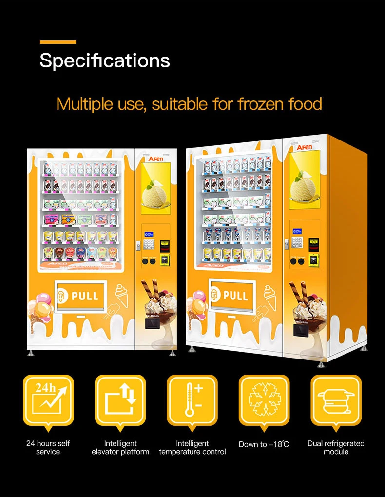 Afen Adjustable Temperature Ice Cream Frozen Meat Yogurt Food Frozen Vending Machine