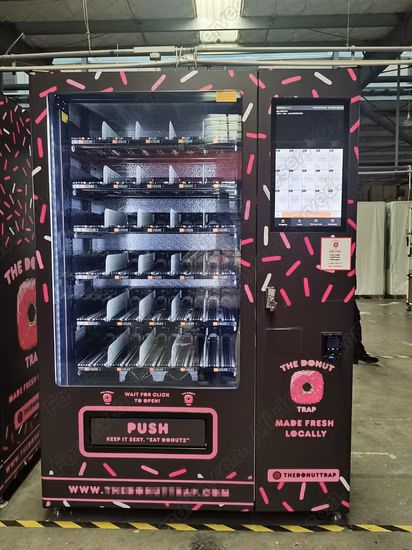 와인과 신선한 과일을 엘리베이터로 판매하는 완전 자동 식음료 복합 자판기, Google Pay/은행권 및 동전 지원